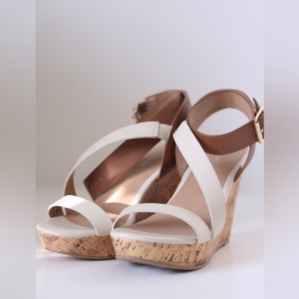 Cream and brown sandal wedge. Worn once.